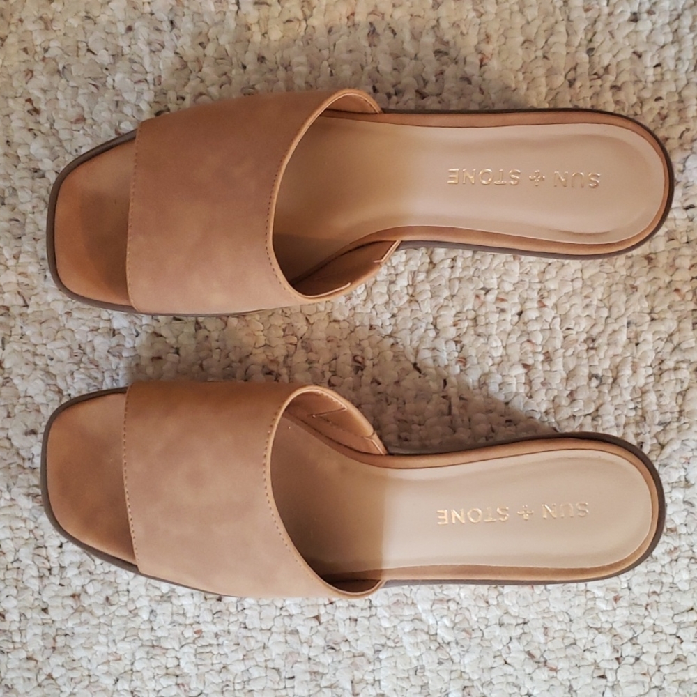 Tan backless wedges. Worn once!